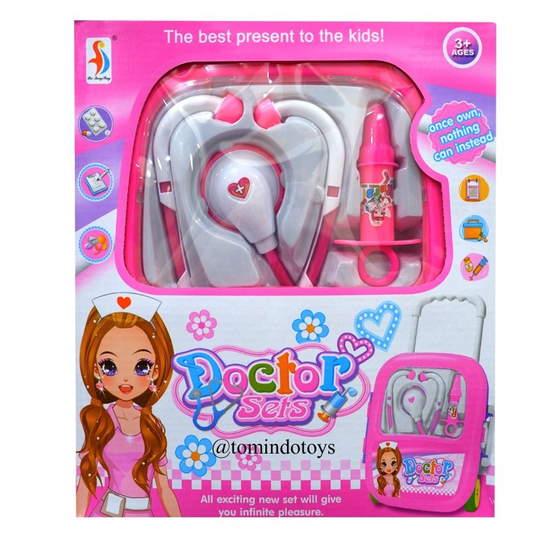 Tomindo Doctor Set Trolley Pink SD169-42 - Mainan Dokter Dokteran