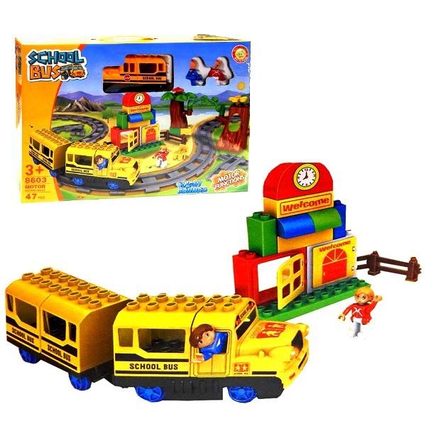 Tomindo School Bus Block 8603 - lego blocks block - mainan balok susun - mainan bongkar pasang