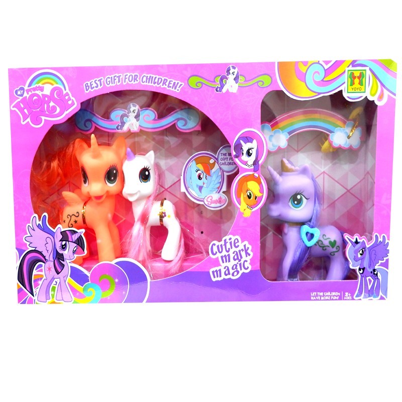 Tomindo mainan boneka Little Pony isi 3 pcs - 1138 - mainan kuda poni mainan anak perempuan