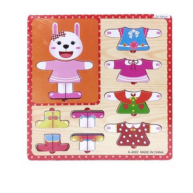 Tomindo Puzzle Kayu Baju kelinci A6002 - mainan edukasi anak